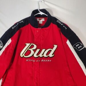 Winners Circle Dale Earnhardt Jr Budweiser NASCAR Racing Jacket Mens Large Red